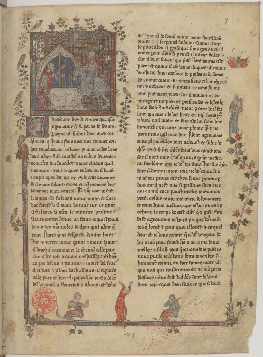 Lancillotto sul lago (Manoscritto francese 1422, f. 3)